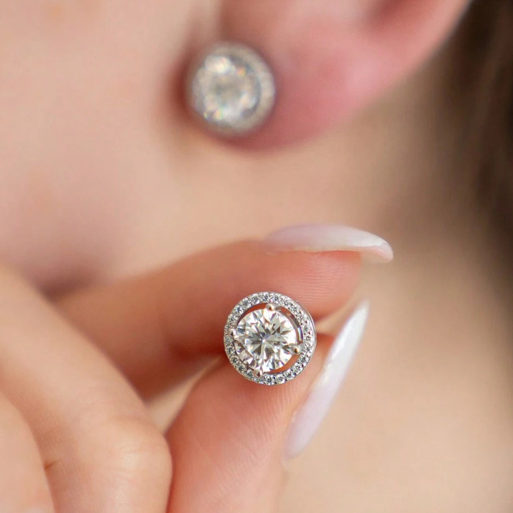 Women's Sparkling S925 Synthetic Moissanite Earrings, 0.5/1/2/3 Carats