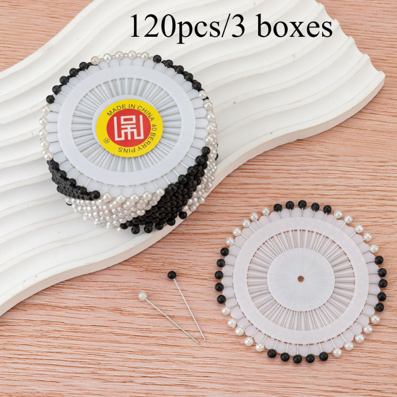 TEMU 120 piezas, aguja de perla de disco de color, aguja de perla fija para ropa de 38 mm, aguja de posicionamiento de cabeza de de color , 40 piezas