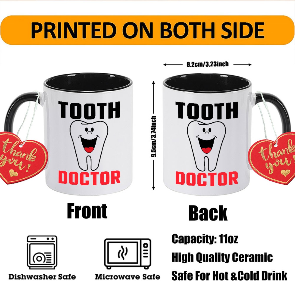 1pc mystery   funny tooth logo ceramic mug 11oz   themed coffee cup dishwasher scratch resistant cute smiling tooth for birthday christmas holiday gift 2