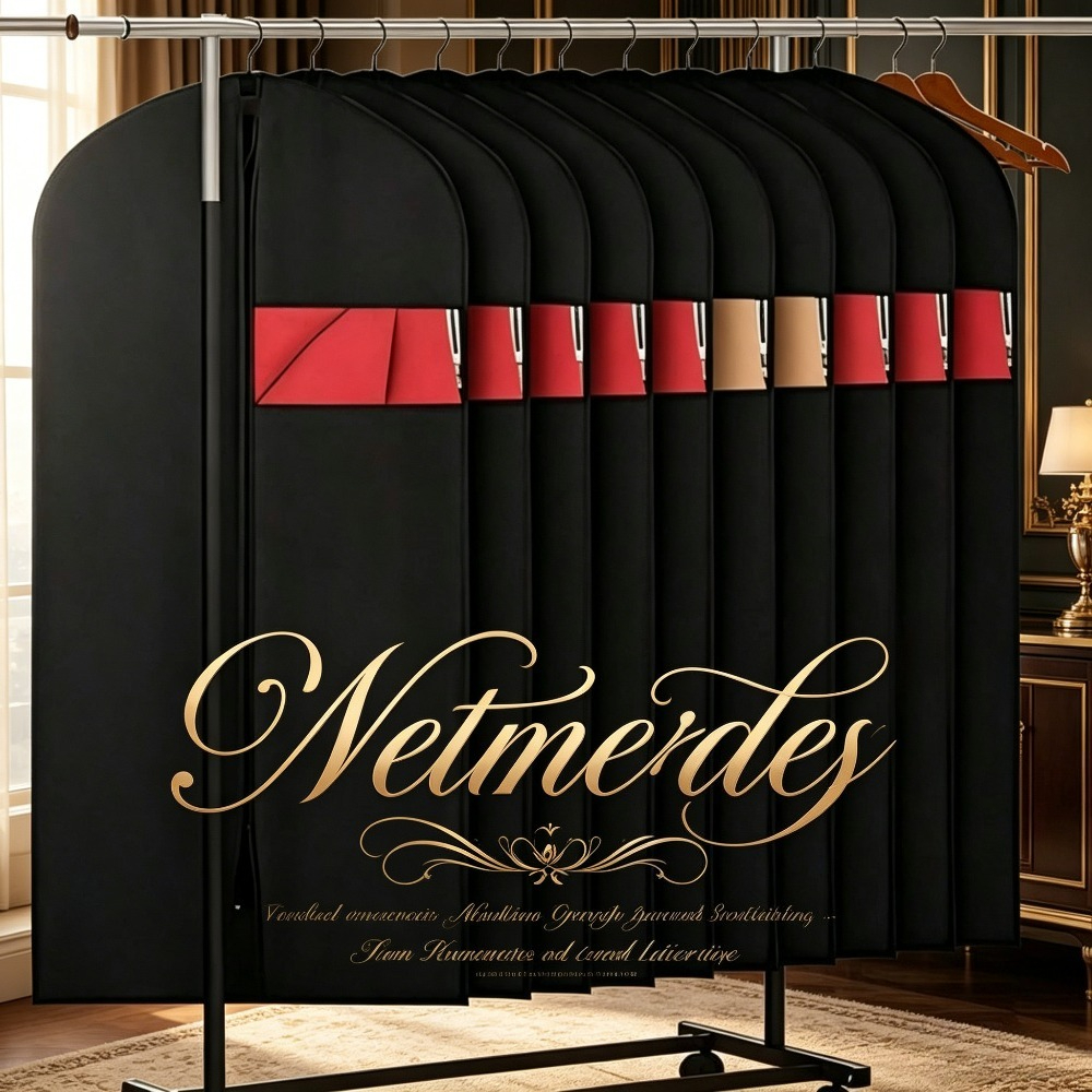 TEMU 10-pack Black Garment Bags With Clear Zippered Window. Dustproof And Breathable, In Multiple Sizes. Reusable And Perfect For Suits, Coats,