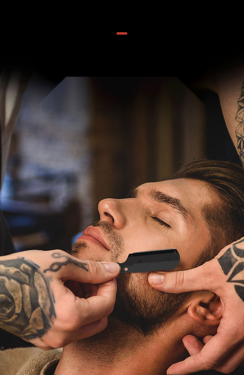 professional shaving professional barber straight     for men premium stainless steel blade adjustable black strap close shaving tool   grooming   polished finish smooth shave barber accessories details 1