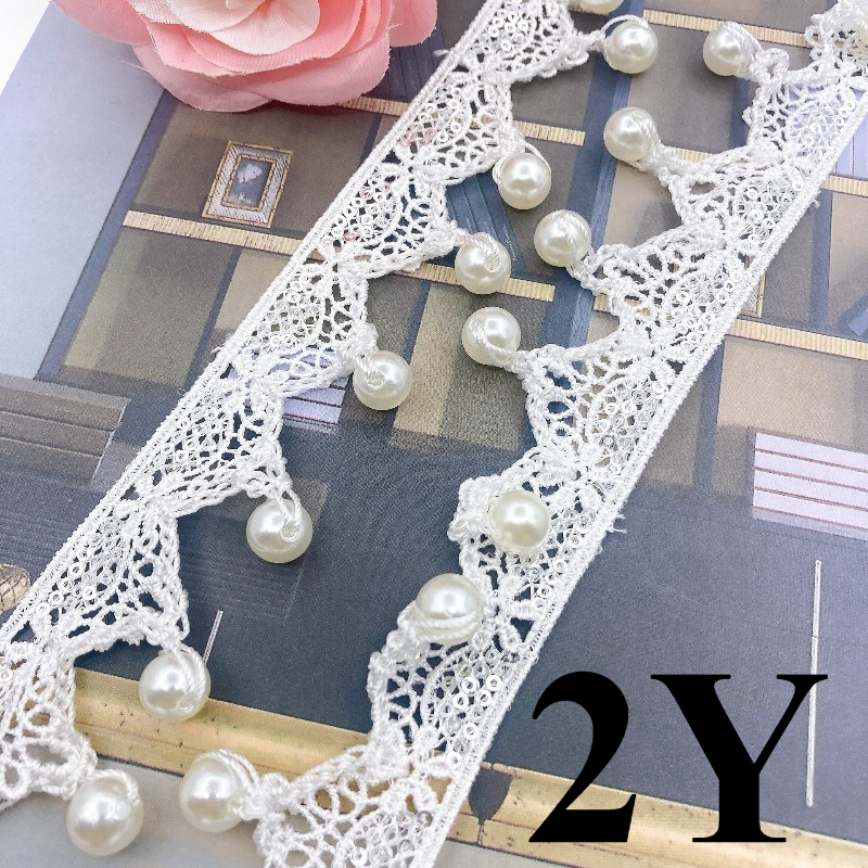 TEMU 2Y4CM/1.57INCH Gland de perle élégant en dentelle, parfait pour ajouts de vêtements, rideaux et manches de nappes, décorations de mariage et