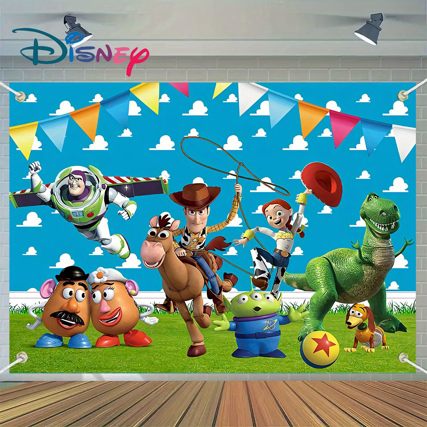 

1pc Disney Toy Story toile de fond pour fête d'anniversaire, décorations , Saint-Valentin, Pâques et autres événements bannières universelles