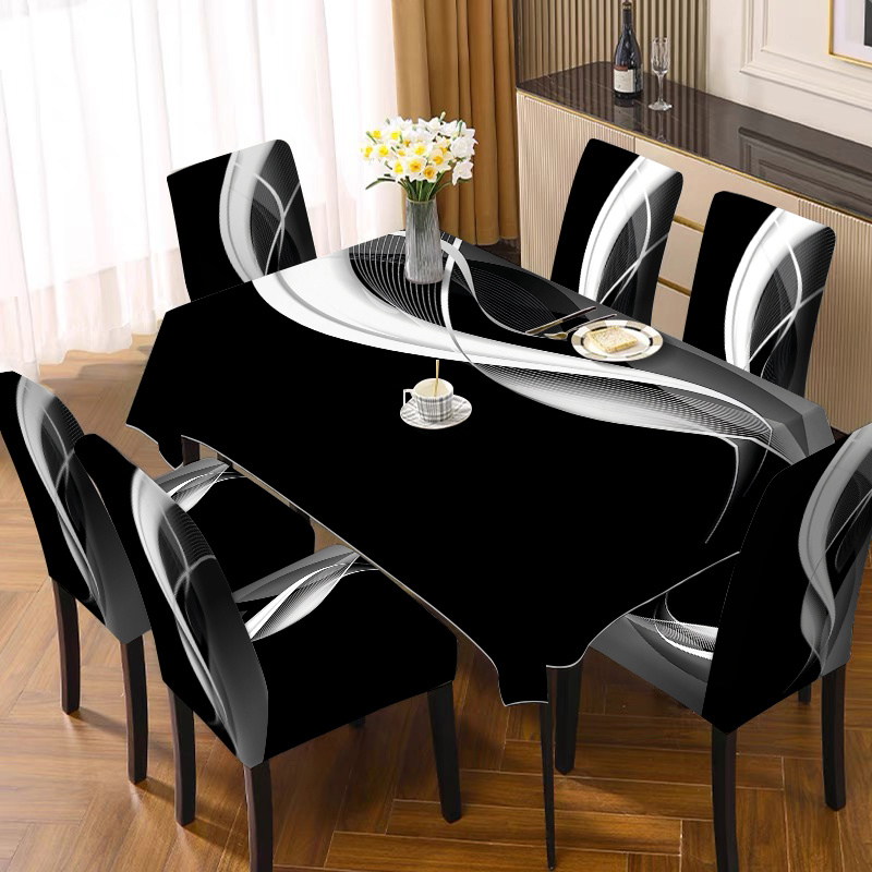 TEMU 5pcs/7pcs Tablecloth And Chair Cover Set, (5pcs Includes 4 Chair Covers And 1 Tablecloth) (7pcs Includes 6 Chair Covers And 1 Tablecloth) Series