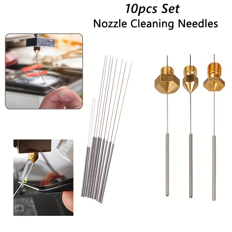 

10pcs 3d Printer Nozzle Cleaning Kit - Stainless Steel Needles For Clog Removal, Fits All 0.4mm Nozzles, & Safe