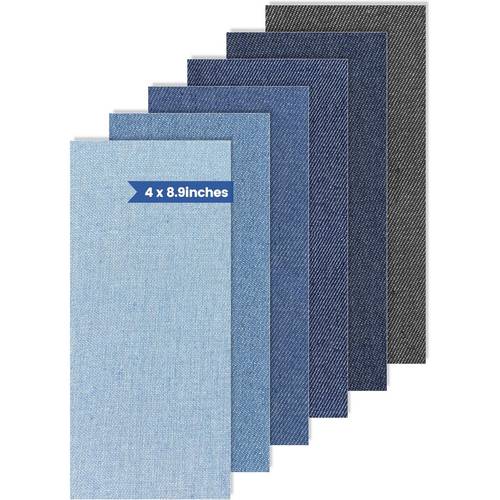 6 stück denim-aufnäher für jeans-innenseite – bügelaufnäher für jeans – jeans-flicken zum reparieren von hosenlöchern abdecken von unvollkommenheiten, 6 farben, jedes stück misst 4 zoll x 8,9 zoll