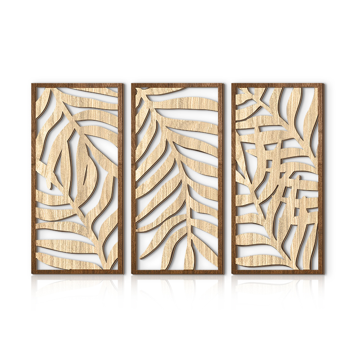 TEMU Lot de 3 ornements suspendus rectangulaires en bois de feuille de palmier ajourée de style bohème, ensemble de plaques imprimées avec ajourés de