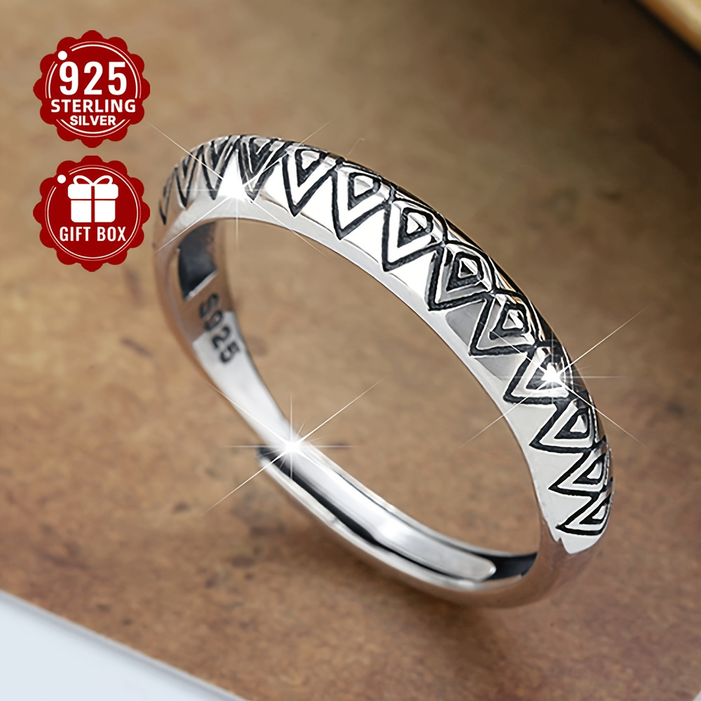 925 Sterling Silver Geometric Vintage Boho Style Ring