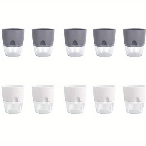 5 10pcs self watering plastic flower pot double layer hydroponics plants bonsai pot vases succulent potted planters home office decor