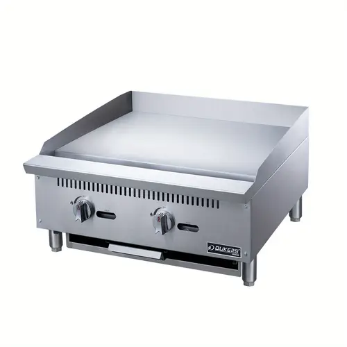 2 burner commercial griddle in stainless steel with