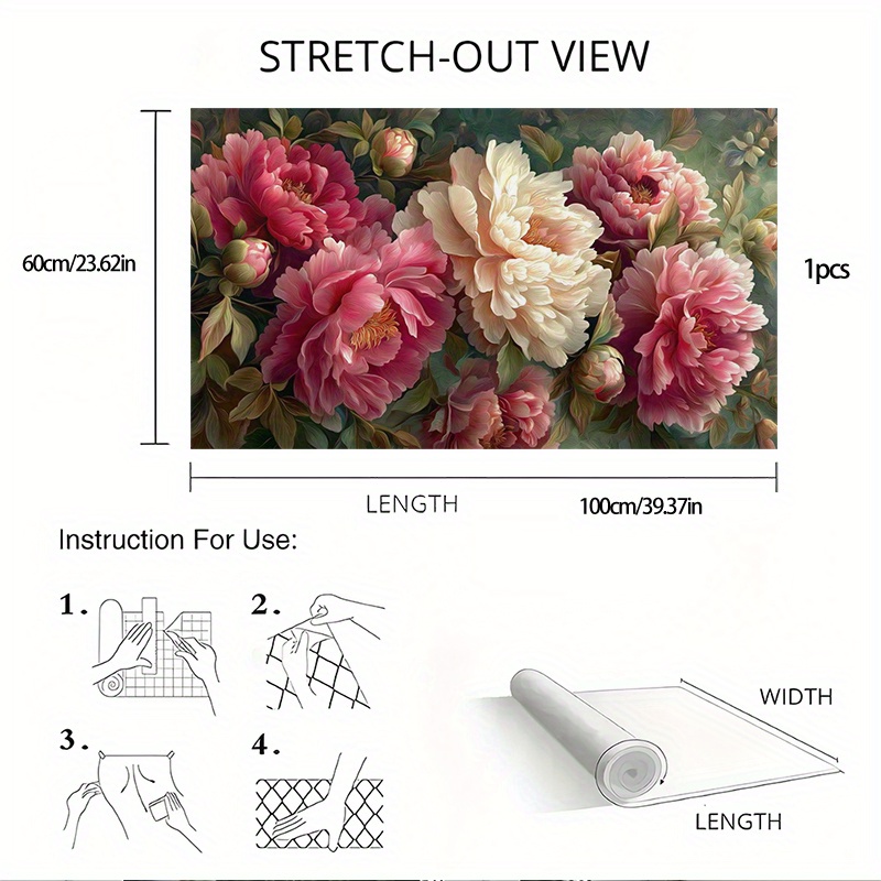 TEMU This Is A 2d Flat Self-adhesive Vinyl Protector For Featuring A Contemporary Marble Floral Peony Pattern In , White, Green, And Golden. The ,