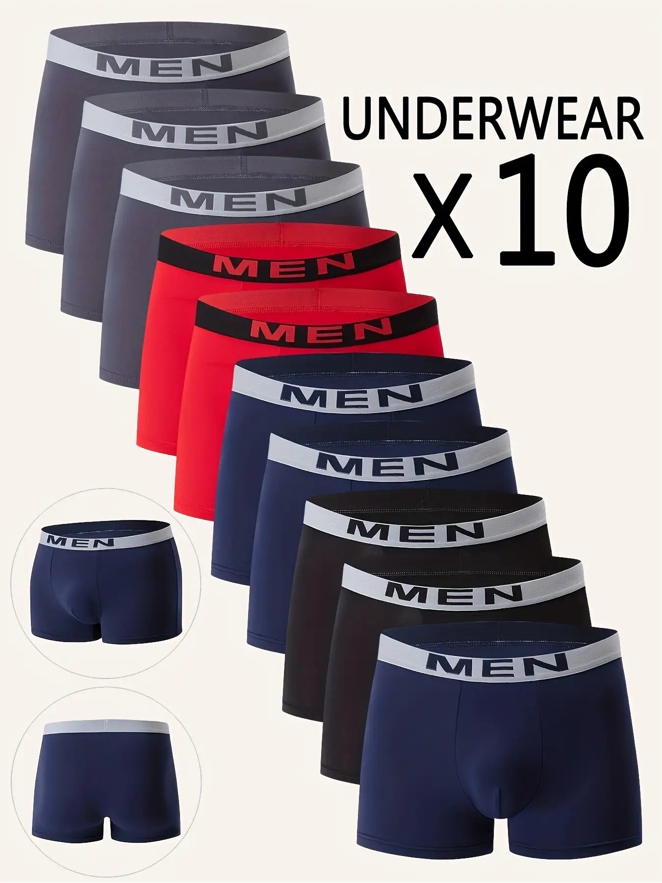 10pcs Men'S Cool Boxer Briefs, Men'S Letter[MAN] Waistband Design, Breathable Comfortable Boxer Shorts, Elastic Sports Shorts, Men'S Casual Underwear Daily Bottoms, Lightweight Comfortable Underpants, a best gift for him