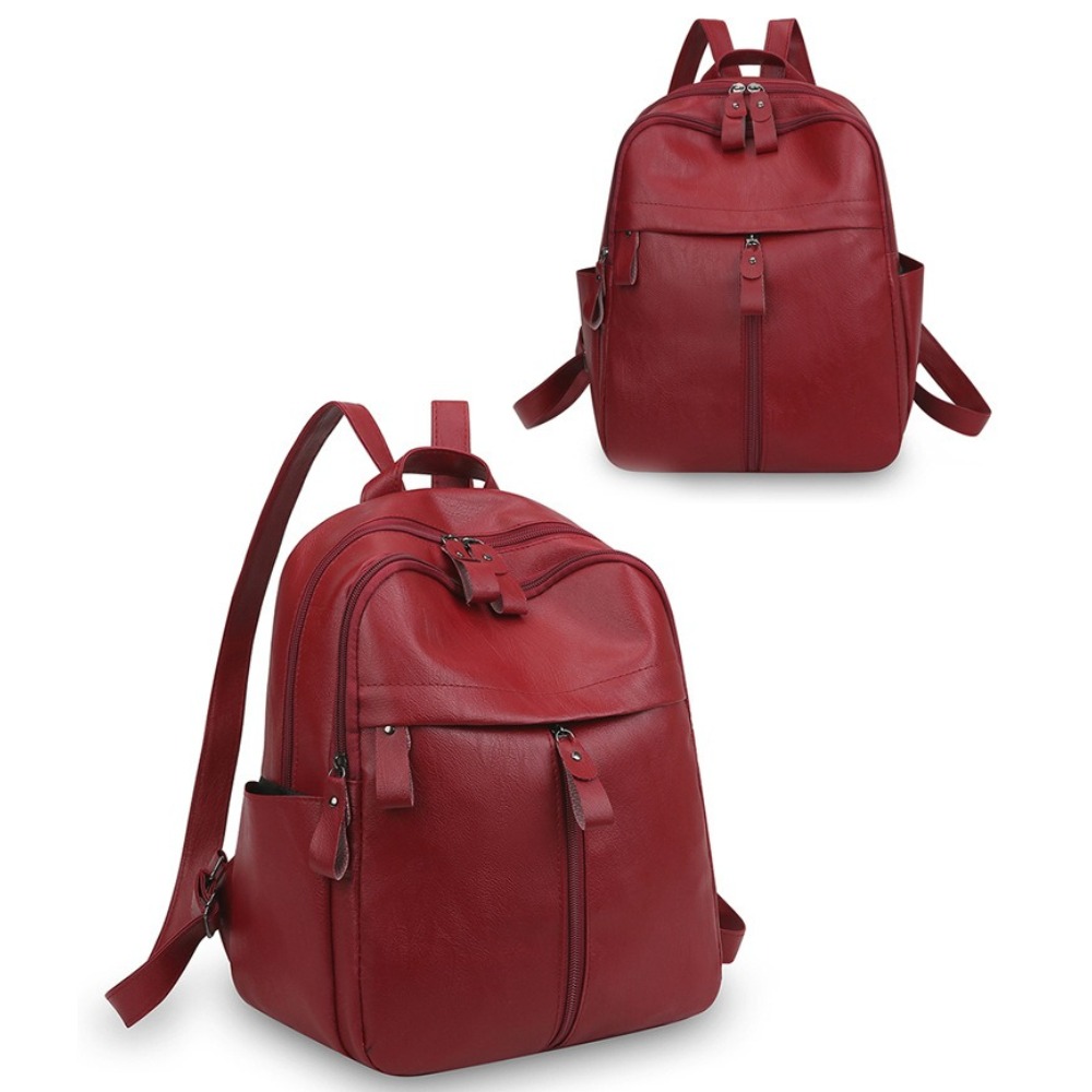 Image of Casual Large Capacity Pu Backpack For Women Daily Use, Retro Korean Easy Style Multifunctional Travel Bag