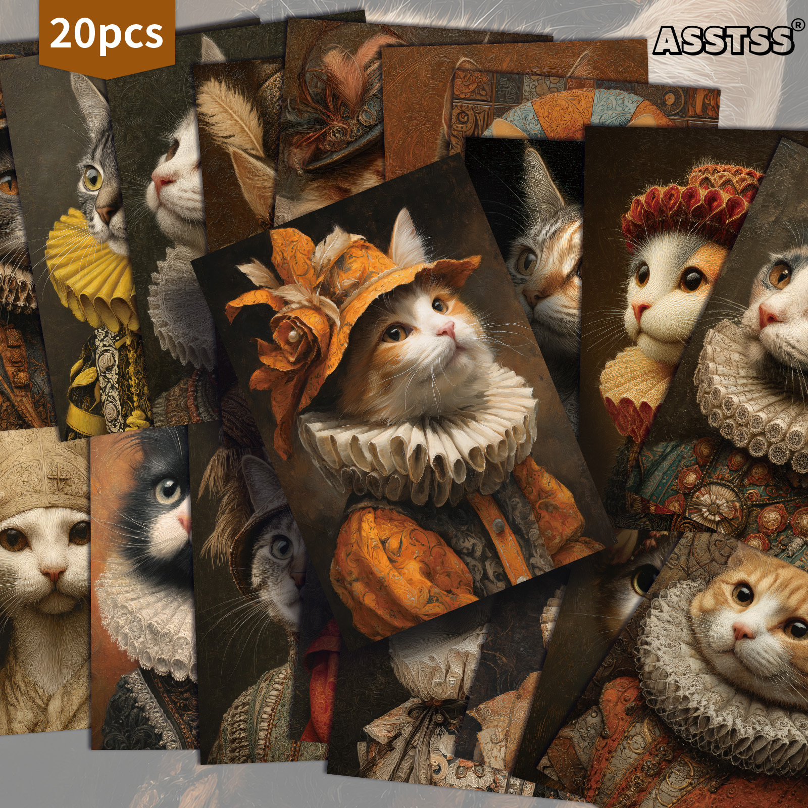 TEMU 20-pack Asstss Vintage Victorian Cat Postcards - 4x6 Inches Retro Junk Journal Supplies, Classic Pinup Illustrations Collectible Decorative