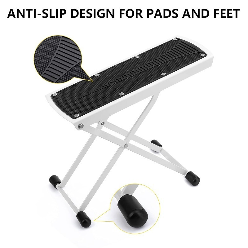 Adjustable Non-Slip Pedicure Foot Rest – 6 Height Settings, Sturdy Manicure & Pedicure Stool with Black Textured Surface & Adjustable Feet for Home Spa Treatments