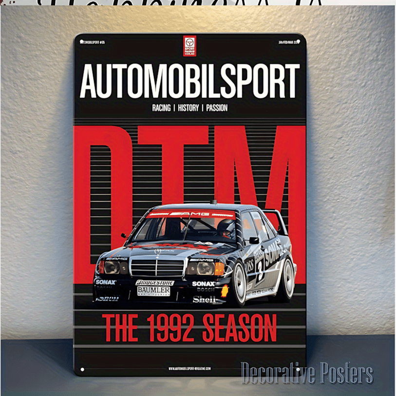 TEMU 2D Flach, 1 Stück, 2D Flach, 1 Stück 2D Flaches Metallschild, 20,07x30,23cm -- Auto-Poster Deutsche Tourenwagenmeisterschaft DTM 1992