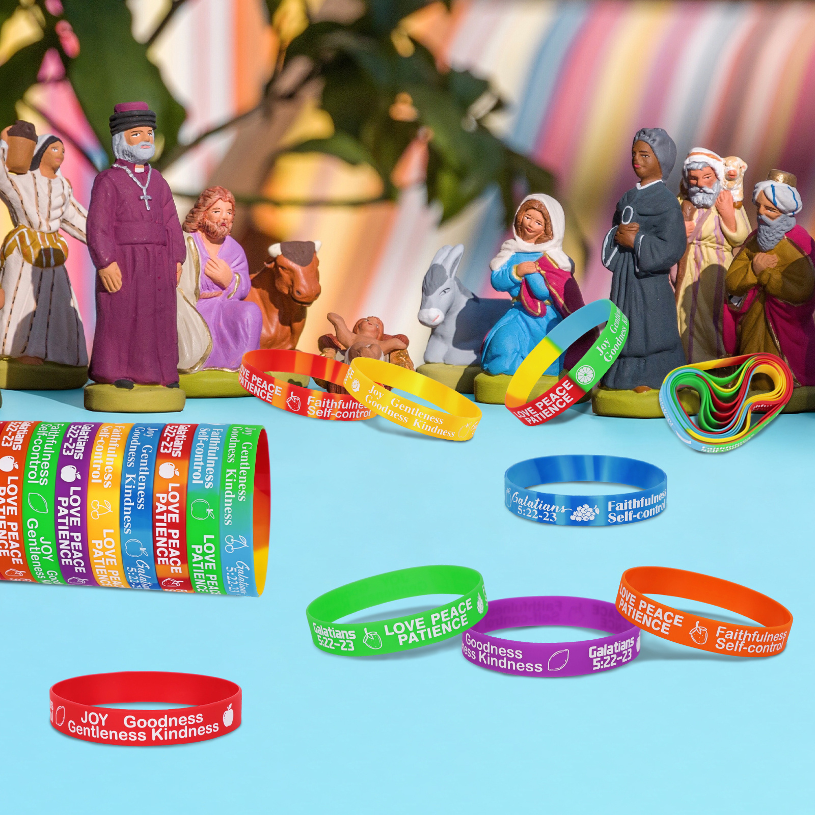 100pcs Fruit of the Spirit Inspirational Scripture Bracelet Set