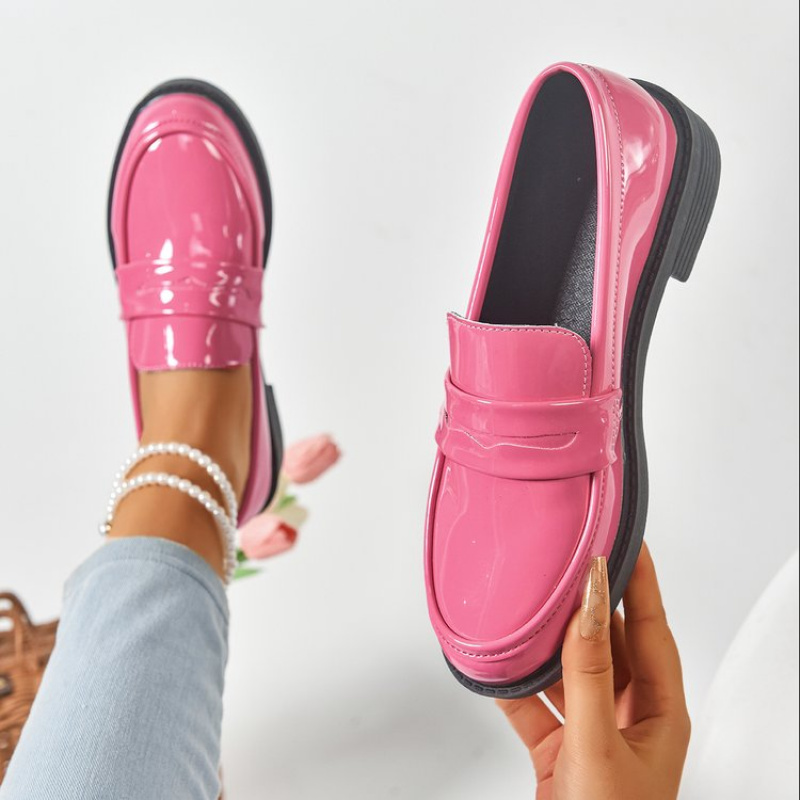 Image of New Comfortable Soft-soled Casual Shoes | Solid Color Retro Platform Height Boosting Shoes - Thick Soled Black Tassel Loafers | Square Toe, , Slip-on Closure, Women Shoes