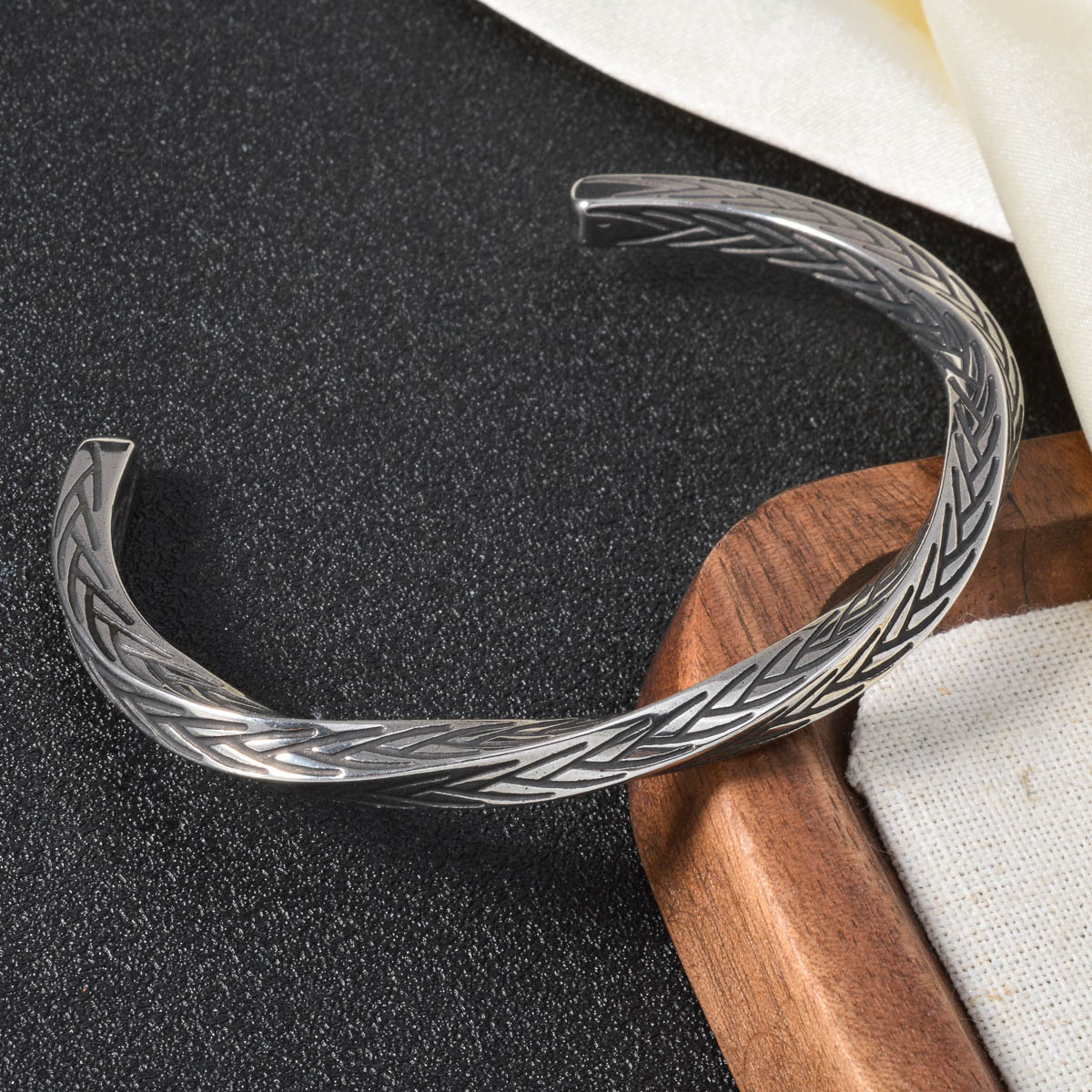Hip-Hop Style Woven Totem Twisted Texture Open Bracelet