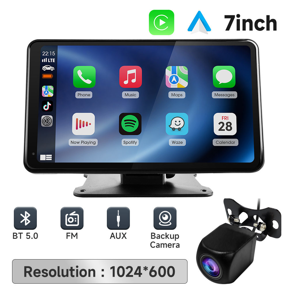 TEMU 7-inch Wireless Portable Car Stereo, Universal , Usb Auxiliary Input, Carplay/ Auto/mirror Connection, For Cars, Trucks, Rvs, Carplay Screen,