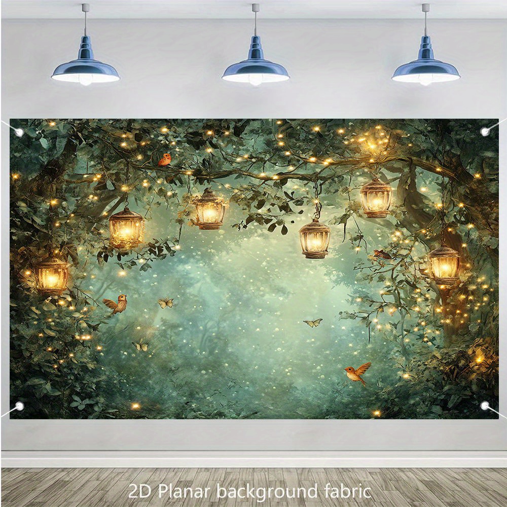 Magic Forest Night Scene Luminous Tapestry Wall Art Decoration_voghion.com