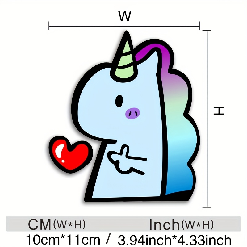 1pc Cute Rainbow Unicorn Car Sticker With Heart, Adorable Design, Ideal For Car Windows, Laptops, And Gift Decoration