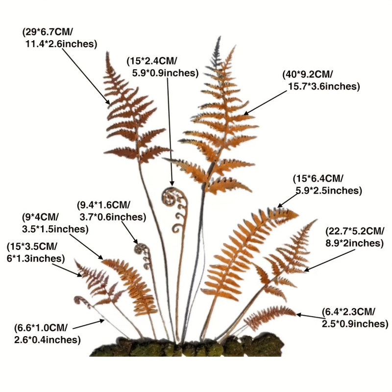 E-shop 【2D Flat】 [2D Flat] 10er Set Rostige Metall Farn Gartenpfähle - Eisen Deko für Pflanzen, Outdoor Landschaftsornamentation