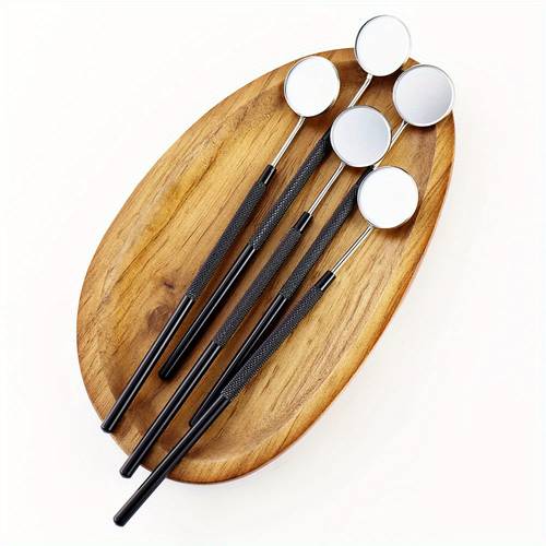 item picture 5pcs set round mini mirror makeup mirror detachable with long handle for observing eyelashes mouth