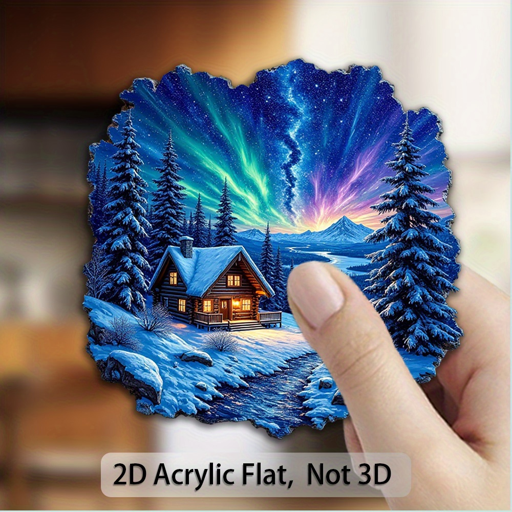 TEMU 1pc Fridge Magnet - Scandinavian Cabin & Decor, Non-reflective Acrylic Suitable, For - Decoration, Holiday Gift For Christmas, Easter, Mother'