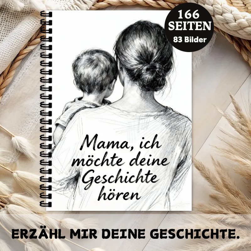 E-shop 1 Stück Deutsch "Mama, erzähl mir deine Geschichte" (Deutscher Text) Familien-Erinnerungsbuch & Lebensgeschichten-Organizer – Zweisprachiges