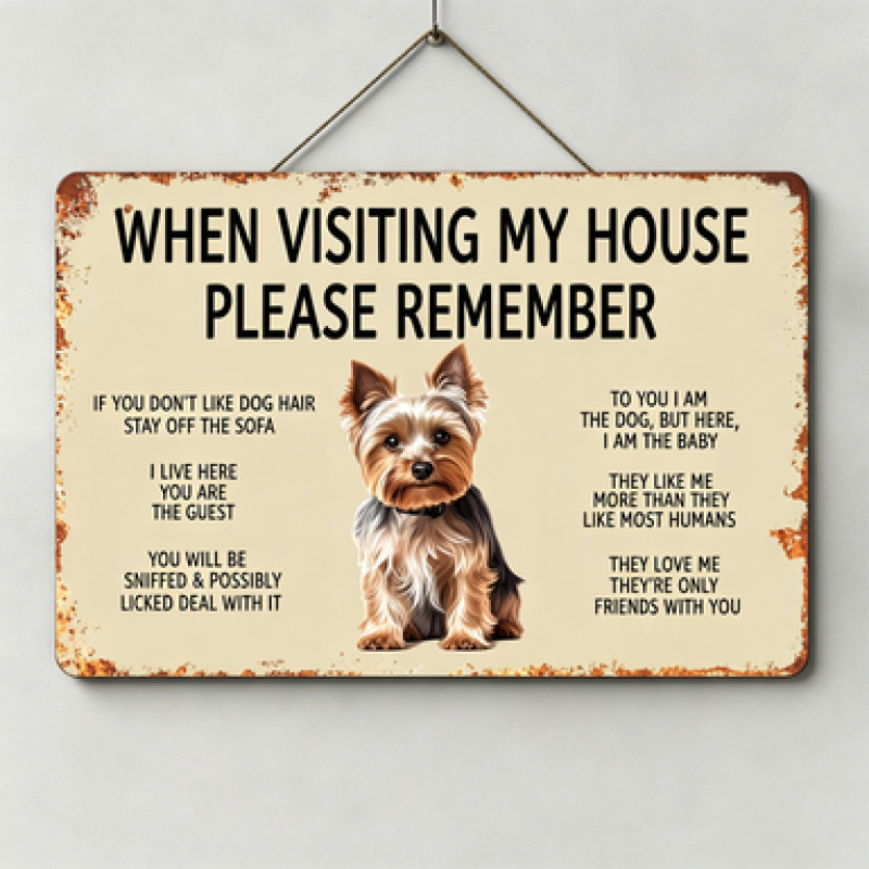 TEMU 2d Flat- 1pc Wooden Wall Decor With Yorkshire Terrier Pattern, Perfect For Pet-themed Kitchens, Gardens And Decorations. This Plaque Measures