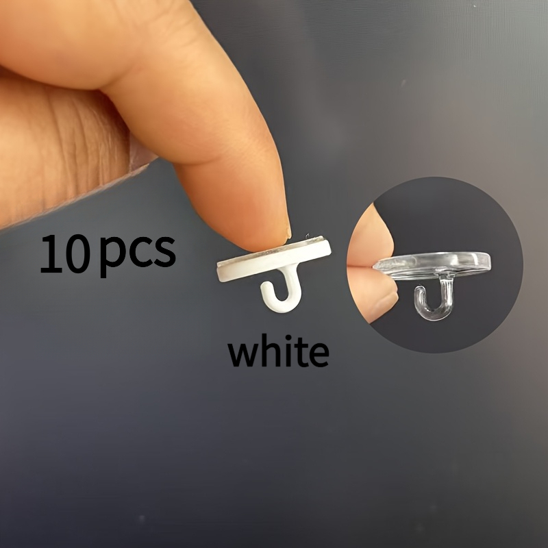 TEMU 10pcs Transparent No-drill Ceiling Hooks Suitable For Lanterns, Roof Lights & Utility Hooks - Transparent Invisible Adhesive Wall/ceiling Hooks