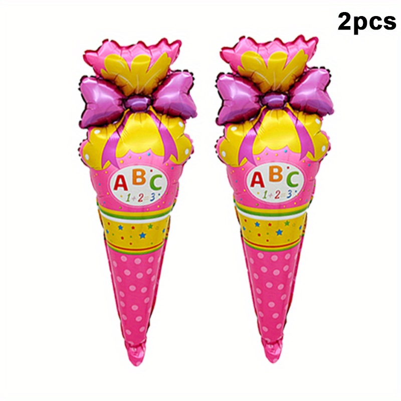 Image of 2/4pcs Of Powder Letter Back-to-school Ice Cream Balloons, Classroom Background Wall Atmosphere Decoration, Event Party Setup, For Halloween, Christmas
