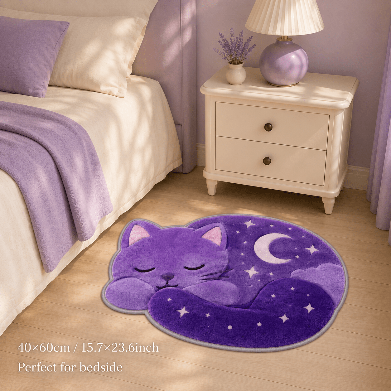TEMU 1 tapis de porte en velours 850G/M2, étoiles , sommeil , chat, tapis de sol en peluche irrégulière, tapis de pied antidérapant d' et , utilisé