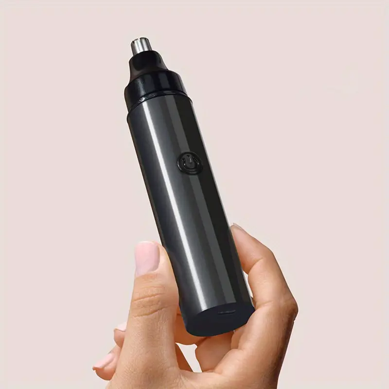 1pc electric nose hair trimmer for men - usb-rechargeable cordless operation, long-lasting lithium battery (400mah) - compact & lightweight design, quick-charge grooming tool - safe, quiet motor - abs construction - travel, car, home use - ideal for sensitive light beige - minimalist black trimmer, nose hair remover, travel personal care, sleek gadget, car accessory, portable device, durable material, men Product details 6