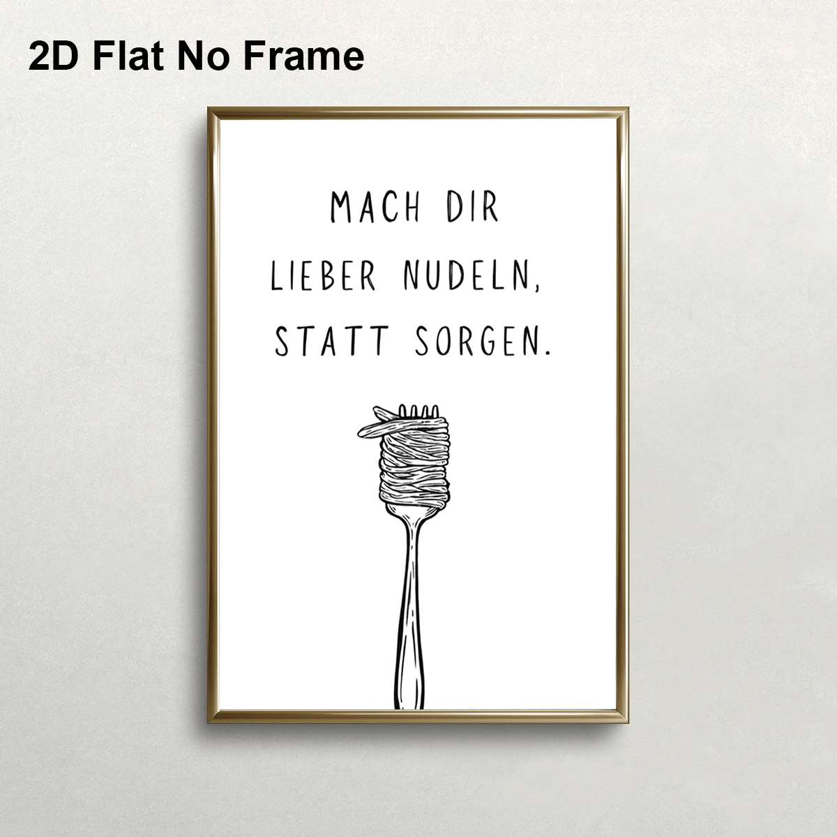 TEMU 2d Flat, 1pc Frameless Canvas Poster, "make Noodles, Not Worries" With Spaghetti On A Fork, Food Quote Art, Wall Art Canvas Painting, Bedroom