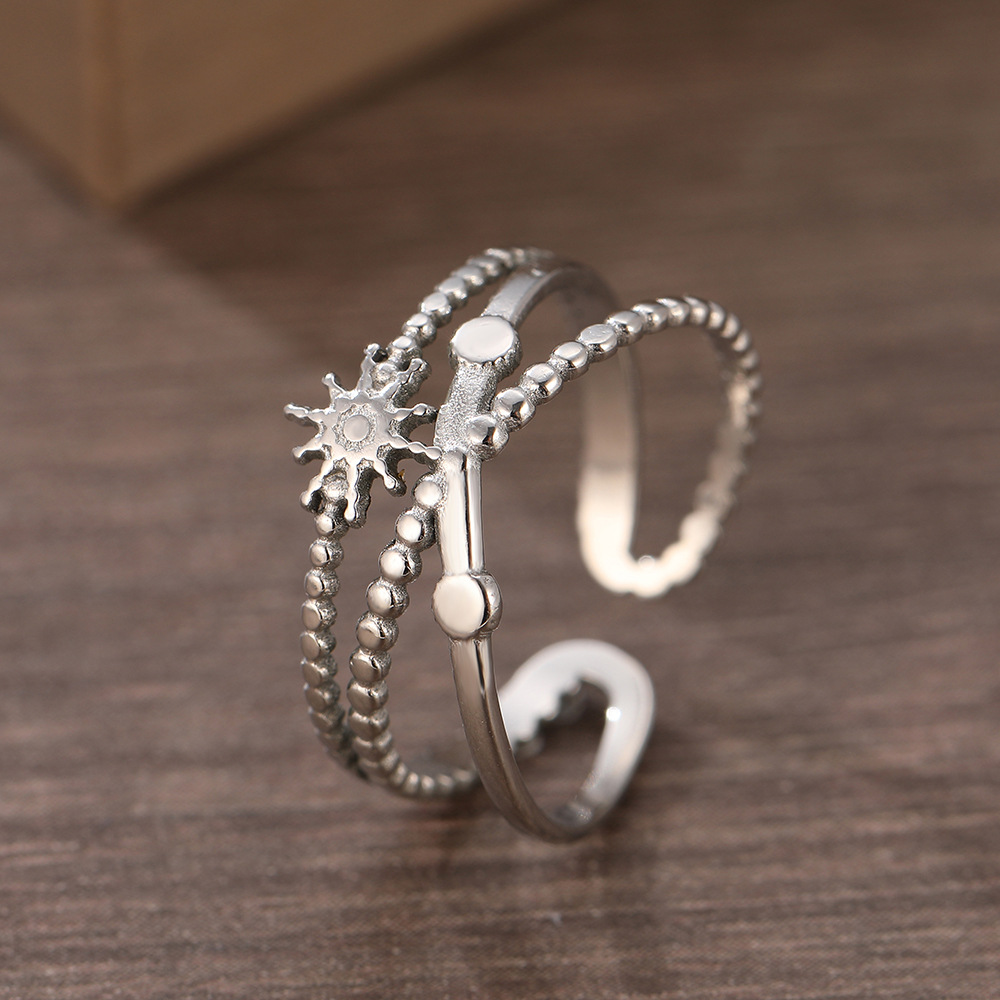 Women's Multi-Layer Sun and Star Beaded Adjustable Ring