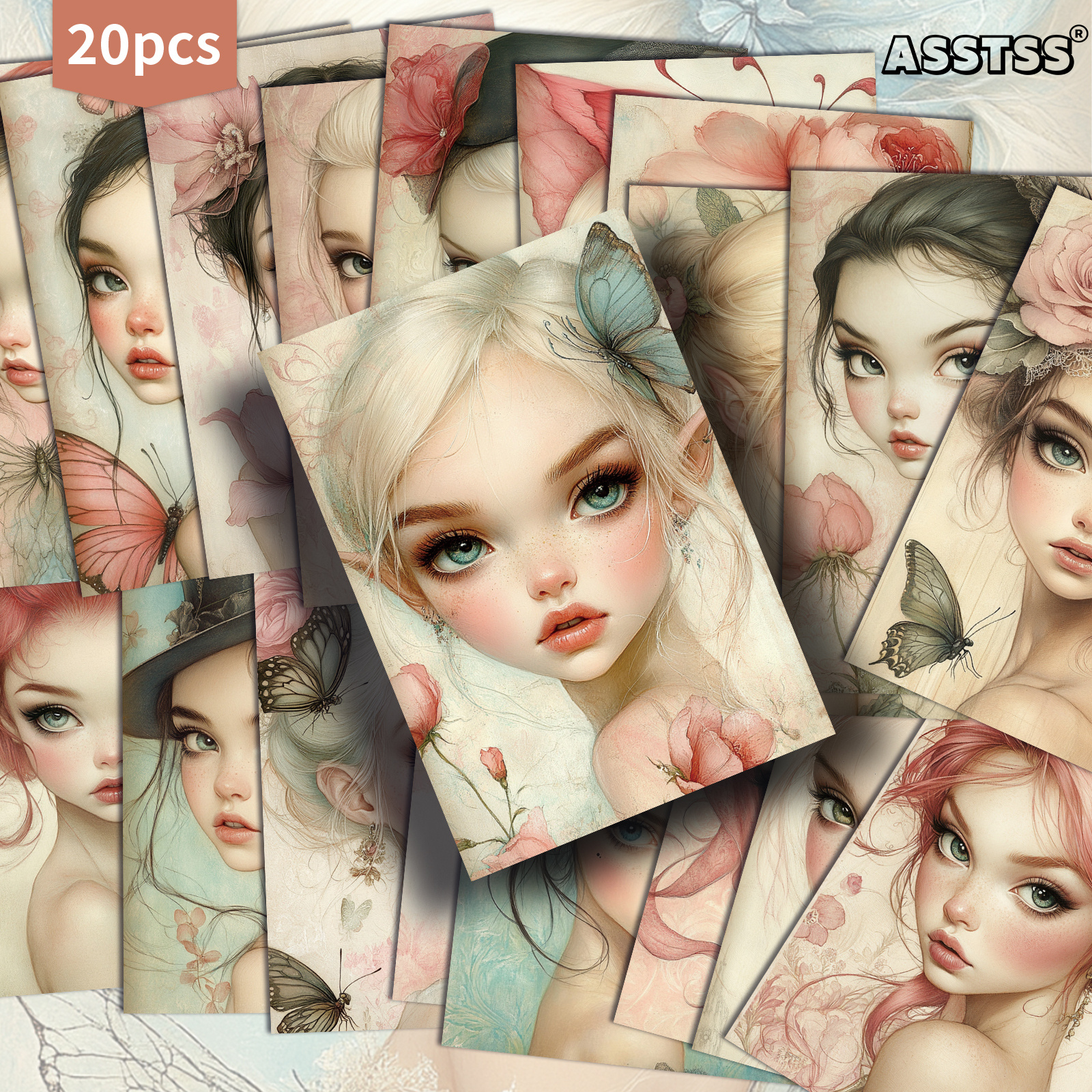 TEMU 20-pack Asstss Vintage Pinup Girl Cards - Retro Collectible Papers With Classic Junk Journal Pages, 4x6 Inch Scrapbooking & Crafting Cards