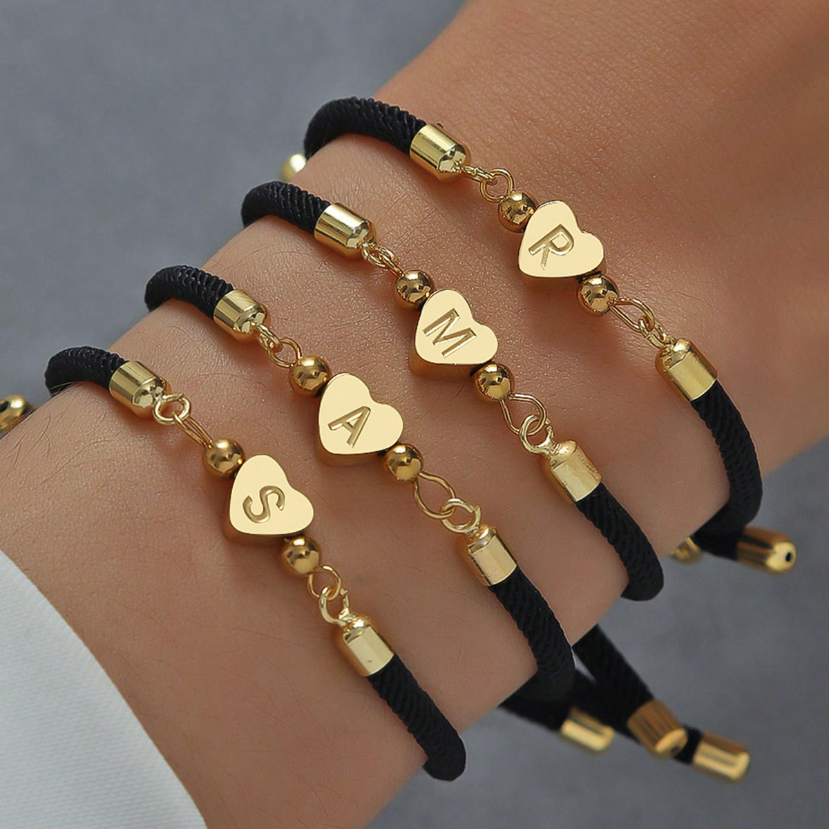 TEMU 1 Letter Bracelet - A- Alphabet, Adjustable Cord - Minimalist And Letter Pendant Jewelry - Birthday, Anniversary, Mother's Day, Valentine's Day