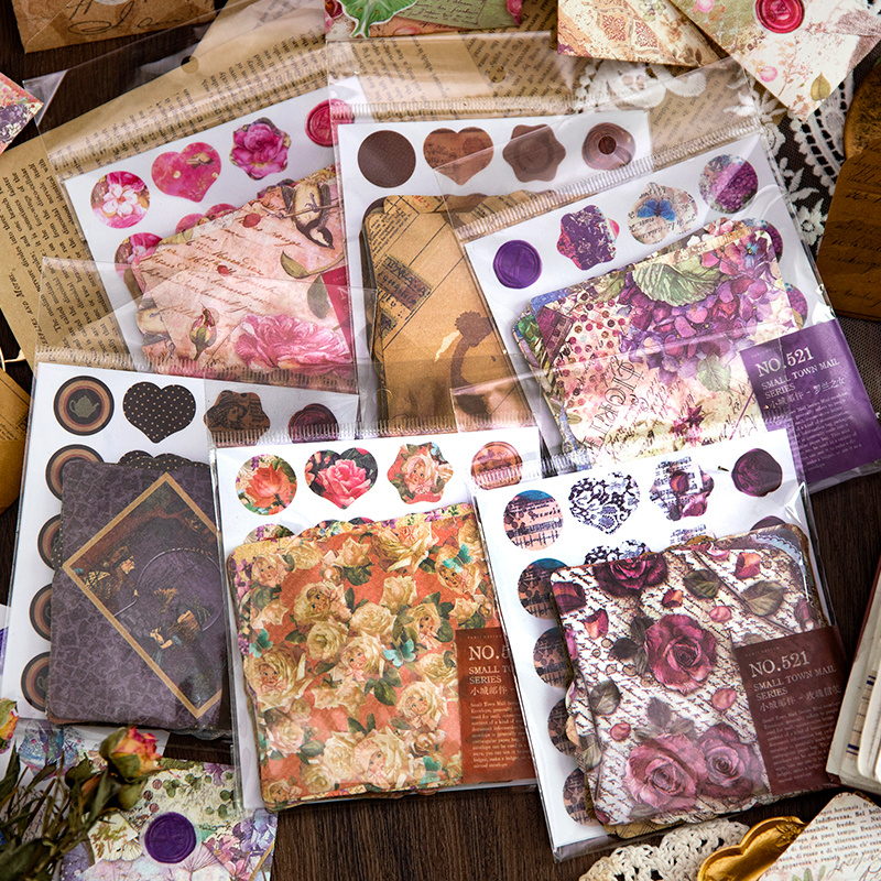 Image of 240pcs Mini Envelope Plant Floral Stickers, Nordic Vintage Mixed Paper(/lightweight/washi) Self-adhesive For Journal Background Diy, Self Adhesive
