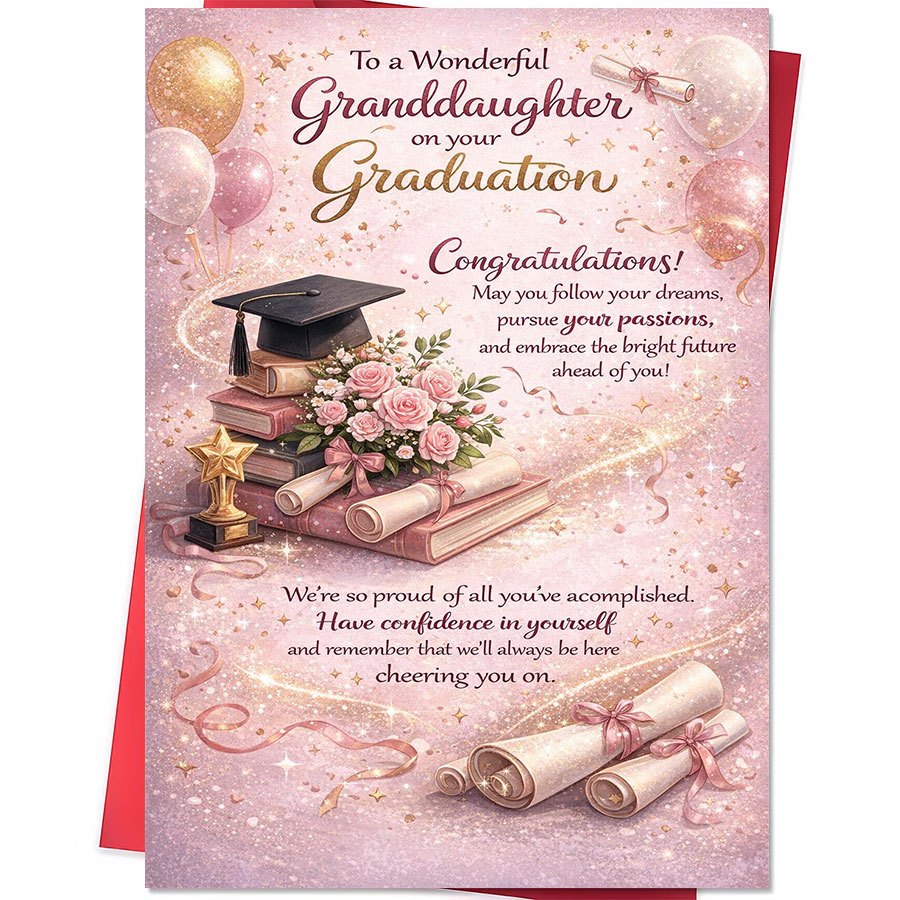 TEMU 1pc Graduation Card Suitable For Granddaughter From Grandparents - English Congratulations Greeting With Envelope, For Academic , Gift For '