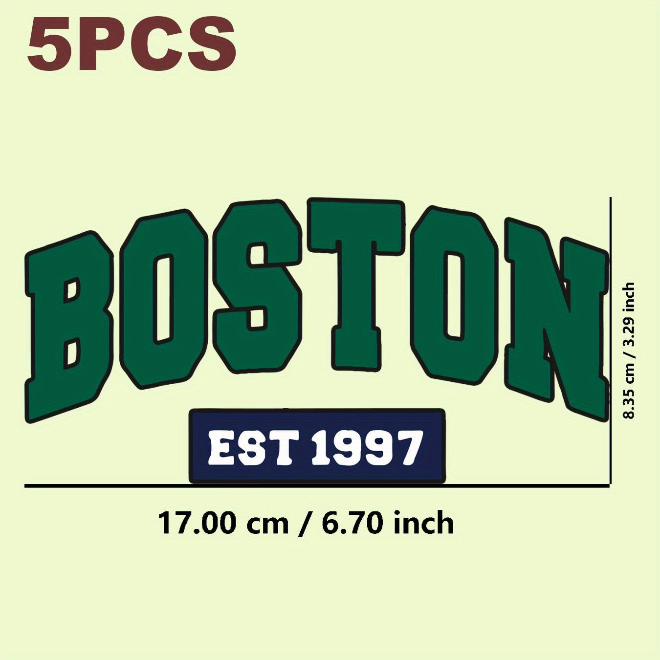 TEMU Набір з 5 Термонаклейок Boston 1997 для Прасування - для DIY Футболок, Одягу, Полотняних Сумок, Рюкзаків, Подушок, Джинсів та Світшотів