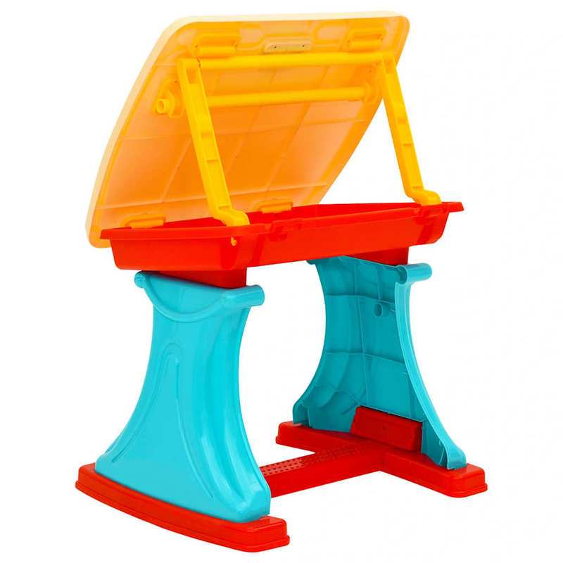 Adjustable Learning Desk & Easel with Storage Shelf - Sturdy Wood Construction, Ergonomic Height Adjustment, Smooth Sliding Mechanism, Safety Rounded Edges - Ideal for Playroom, Bedroom, Daycare - Durable Study Table for Drawing,   & Writing