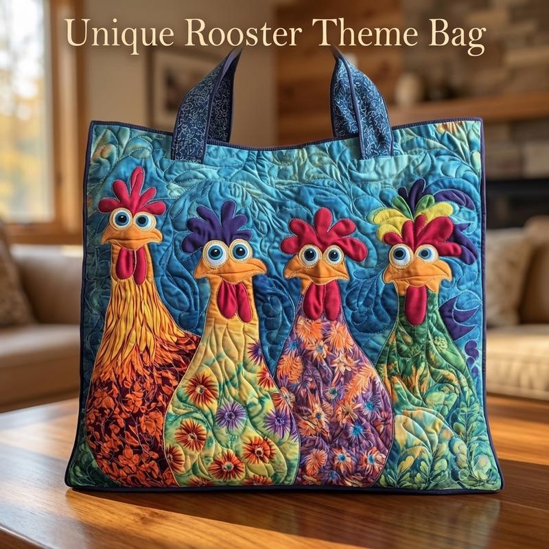 TEMU Colorful Cartoon Chicken Quilted Tote Bag For Women, Large Capacity Machine Washable Shoulder Bag, Easy To Carry Reusable Handbag, Perfect For