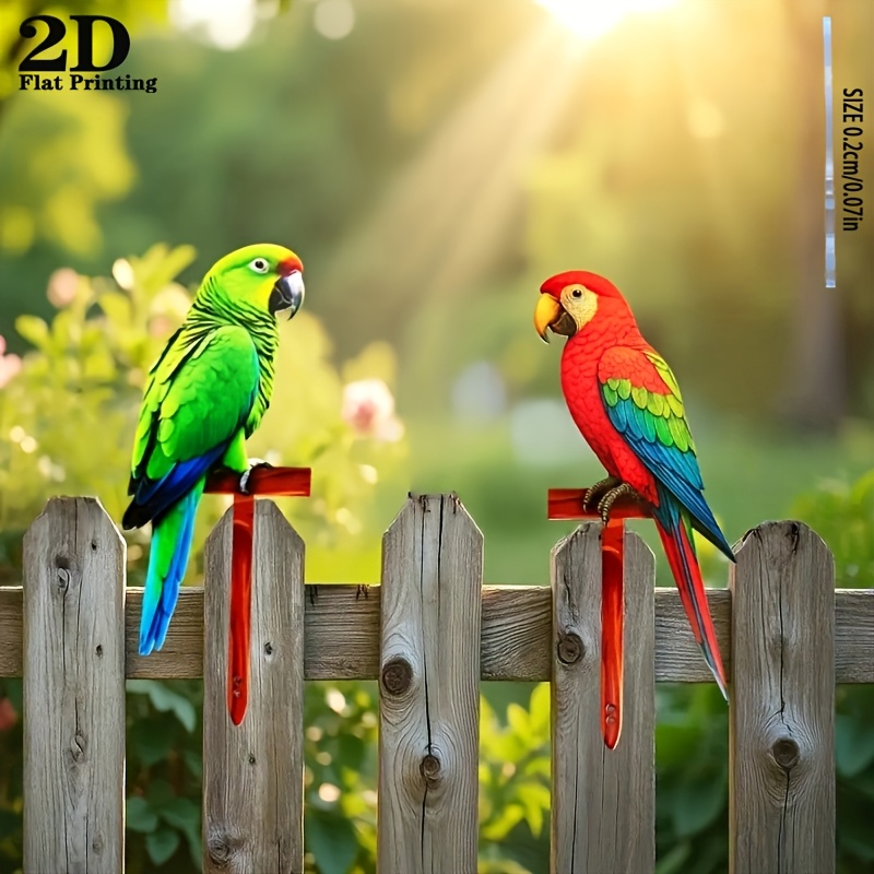 E-shop 2D Flat - 【2D Flat】 2D Flat - [2D Flat] 2D Flat, Frühlingsneues 2-teiliges Papageienzaun-Dekorationsset, geeignet für Garten, Hof,