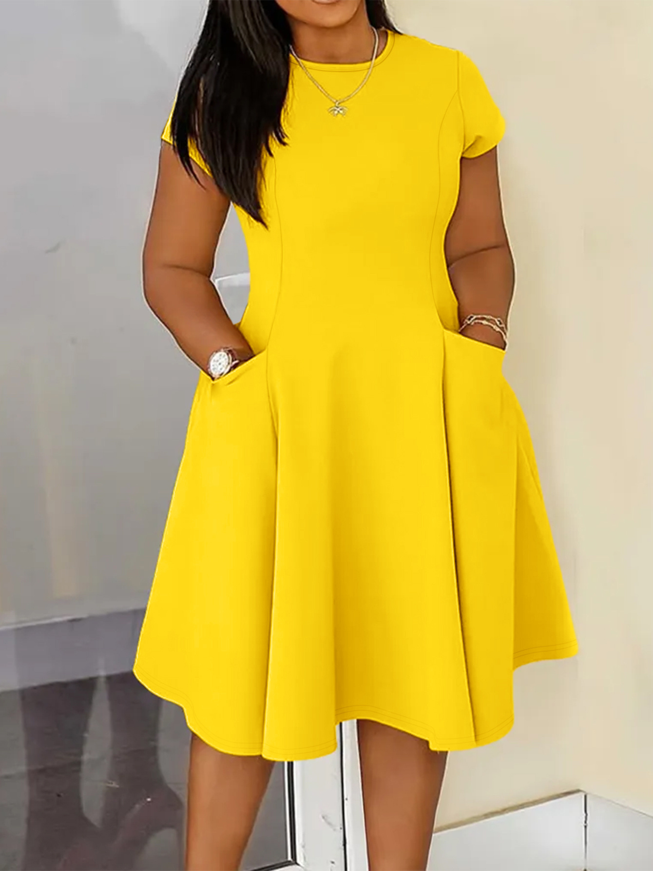 yellow dress woman sold on Temu United States