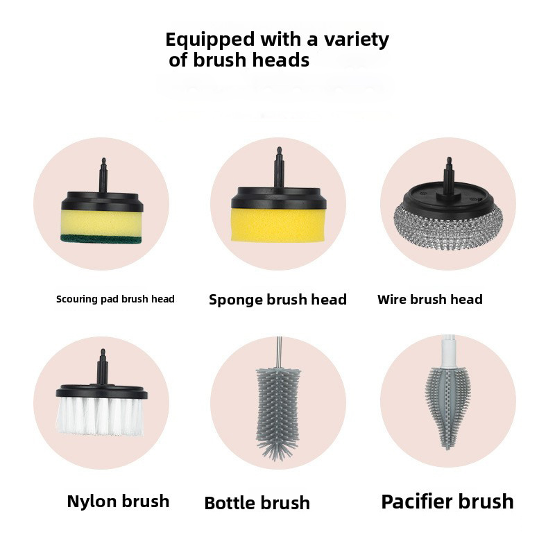 replacement electric cleaning brush long handle multi functional kitchen dishwashing bathroom shoes brush rechargeable durable   Product details 3
