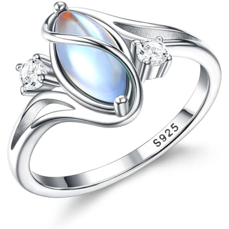 925 Silver Rings For Women Ring Rainbow Cubic Zirconia Accents Ring Solitaire Gemstone Statement Rings Platinum Plated