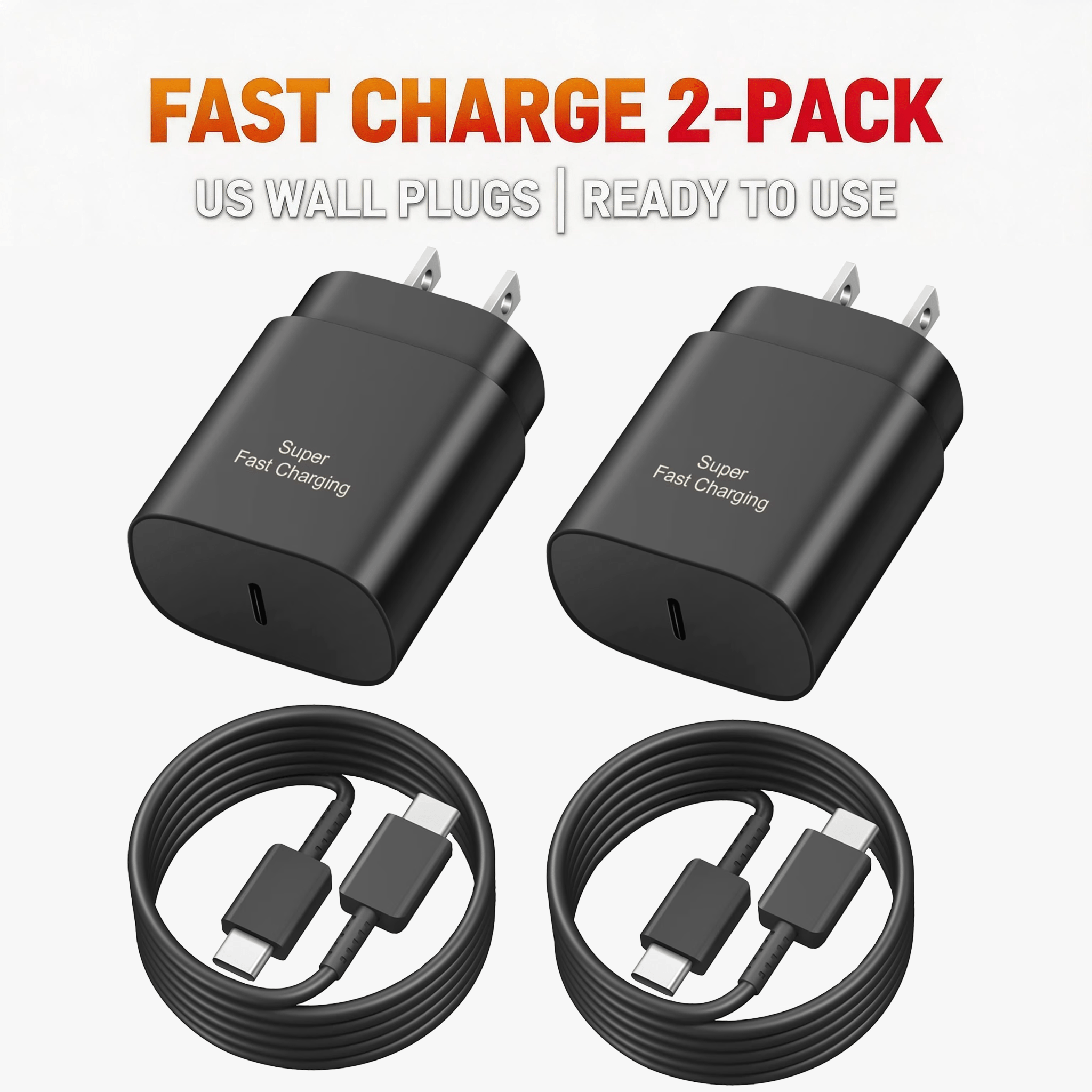 TEMU Mfiglgk 2 Sets 25w Super Fast Charger With Dual Cables - Power For Galaxy S24 And 16in Home Offices. Pd/qc3.0, Compact, Perfect For Remote Work.