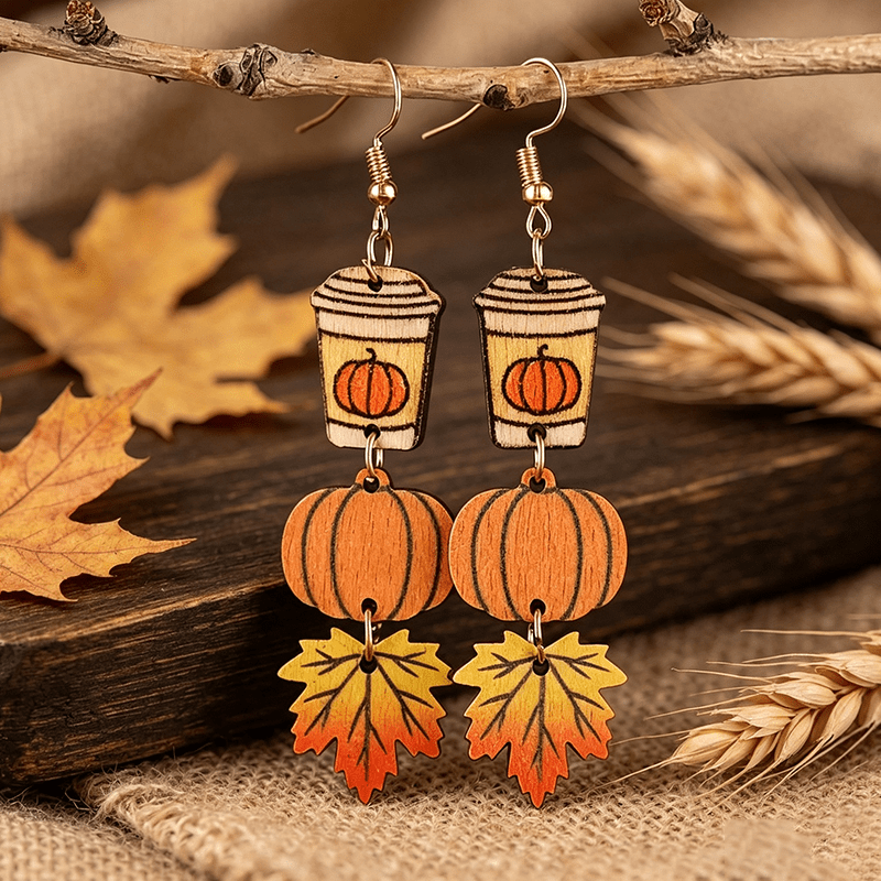Thanksgiving Creative Polka Dot Pumpkin Water Drop Earrings